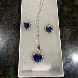 Last chance - Blue and white necklace and earrings